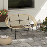 2-zits Rattan Tuinbank in Boho-stijl - Zwart