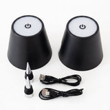 Fidali Flessenlamp - Oplaadbare LED Tafellamp USB-C - Dimbaar met touch bediening - Binnen & Buiten - Aluminium - Zwart - 2 Stuks