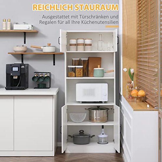 Keukenkast Voorraadkast Hoog met 2 open planken 40x70x170 cm - Wit