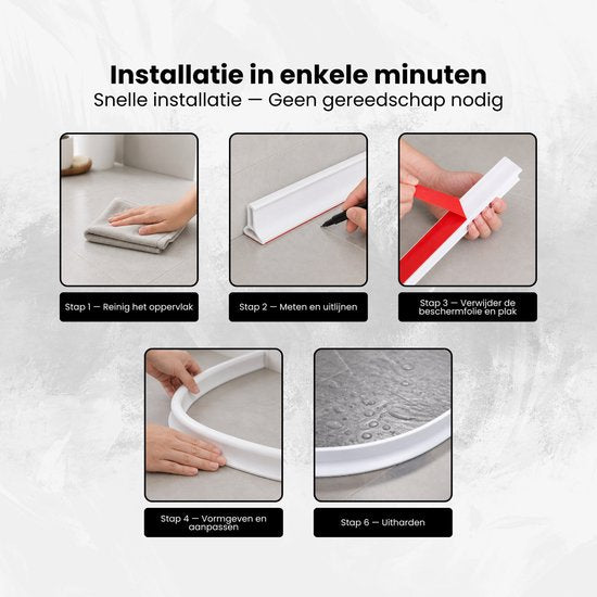Waterkering - Siliconen - 1 Meter - Zelfklevende Kitrand - Waterdrempel - Douche dorpel
