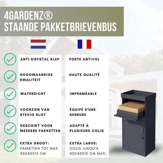 4gardenz® Pakketbrievenbus XL - Staande - Pakketbox - Antraciet