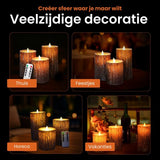 LED Kaarsen Met Afstandsbediening - Bewegende Vlam - Echte Wax - Elektrische Kaarsen - Op Batterijen - Dimbaar en Timer Functie - Set van 3