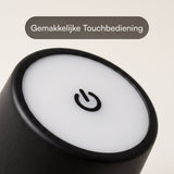 Fidali Flessenlamp - Oplaadbare LED Tafellamp USB-C - Dimbaar met touch bediening - Binnen & Buiten - Aluminium - Zwart - 2 Stuks
