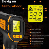Vesfy Digitale Infrarood Thermometer - Bereik -50 t-m +490 °C - IR Thermometer - Warmtemeter - Vleesthermometer