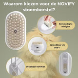 Luxe Kattenborstel - Hondenborstel - Kattenkam met Massagefunctie - met Stoom - Kortharig - Langharig - Wit