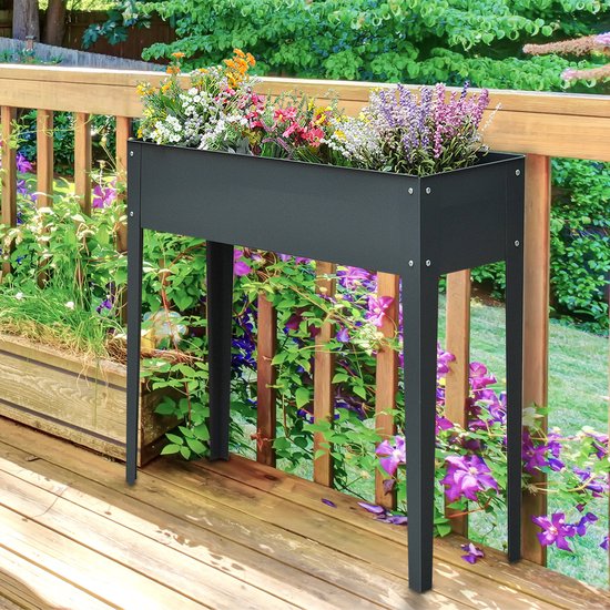 4goodz Plantenbak Hoog Staal - Verhoogd 100x30x80cm - Antraciet