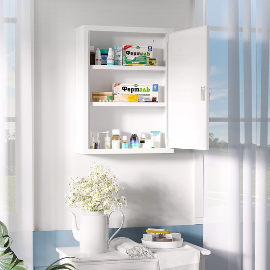 4goodz Medicijnkastje EHBO-kastje met slot RVS 15x40x53 cm - Wit