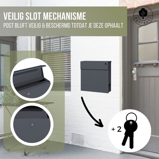 4gardenz® - Brievenbus Staal - Veilig Slot