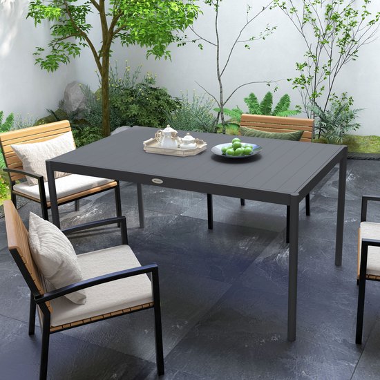 Tuintafel weerbestendig Aluminium - 145 x 90 x 74 cm - Donkergrijs
