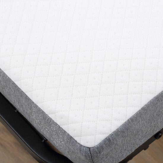 Opklapbaar bed 1 persoons met wielen verstelbaar, tot 150 kg, wit + zwart, 200 x 75 x 42,5 cm | Aosom.nl