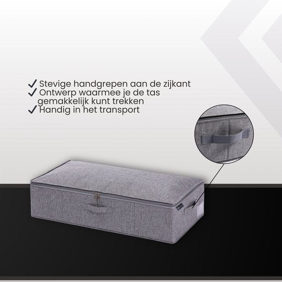 Bed Organizer met verharde bodem - 2 stuks - Ruime Opbergzakken voor Kleding en Dekbedden - Grijs - Opbergtassen voor onder je Bed