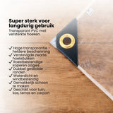 Transparant Afdekzeil 2x2,5m – Waterdicht PVC Zeil met Oogjes – Windbestendig Doorzichtig Zeil voor Overkapping, Tuin, Terras, Veranda & Carport – Versterkte Hoeken