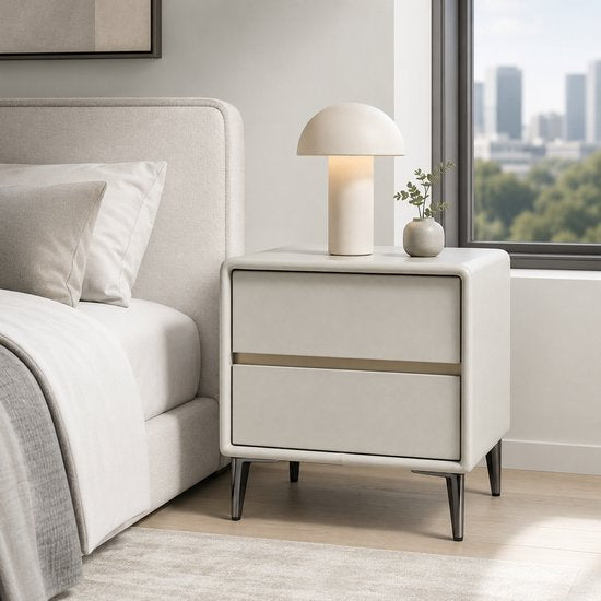 Modern Nachtkastje met 2 Lades – Stijlvol Design Nachtkastje voor Slaapkamer – Houten Lades – Stevige Poten – Tijdloos & Praktisch