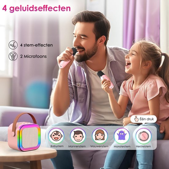 Vesfy Karaoke Set - Draadloze microfoon met Bluetooth 5.0 en LED verlichting