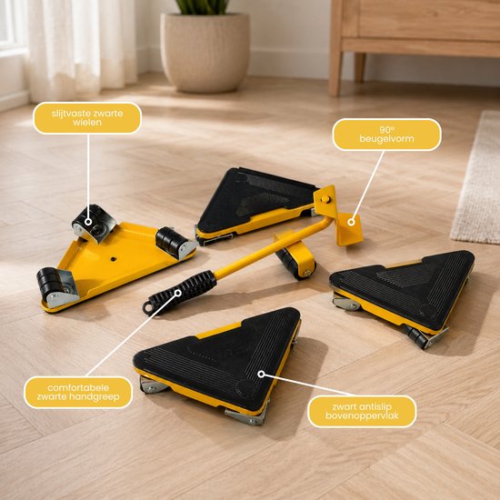 Meubellifter - 5-delige Set - Geel - Eenvoudig Verplaatsen van Meubels - Meubellift - Meubelverplaatser