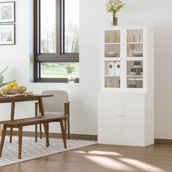 4goodz Boekenkast met open en dichte vakken 40x76x178 cm - Wit
