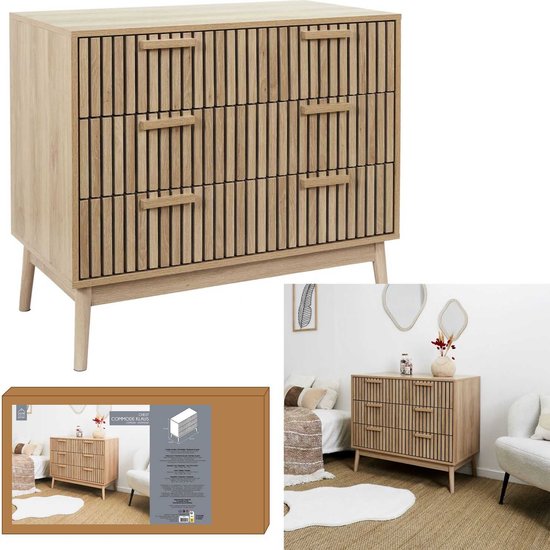 Ladekast Klaus met Panelen voorzijde - Buffetkast 90x49x79 cm - Bruin