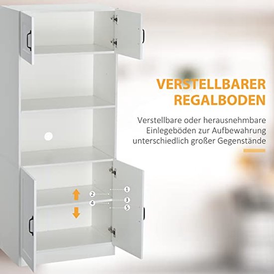 Keukenkast Voorraadkast Hoog met 2 open planken 40x70x170 cm - Wit