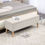 Bedbank Hocker op poten - Gestofferd - 110x39 cm - Beige