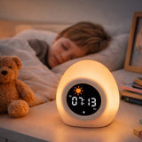 Kinderwekker met Nachtlamp – Slaaptrainer Wekker Kind – Digitale Wekker Kinderkamer – LED Nachtlamp met Kleurenlicht – Oplaadbare Wekker Peuter & Kind – Slaaptrainer met Alarm en Snooze