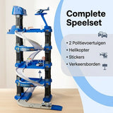 DMG Supply Politiegarage Speelset - 3-Laagse Speelgoedgarage met Lift en Helikopterplatform - Met 2 Auto’s en 1 Helikopter - Vanaf 3 Jaar
