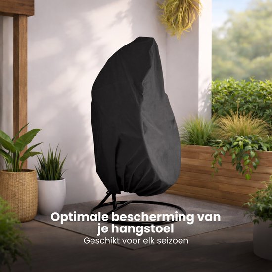Beschermhoes Hangstoel Egg - Zwart - 190 x 115 cm - Waterproof - Universeel model - Hoes van Egg Chair - Waterdichte Beschermer voor Egg Stoel met Standaard