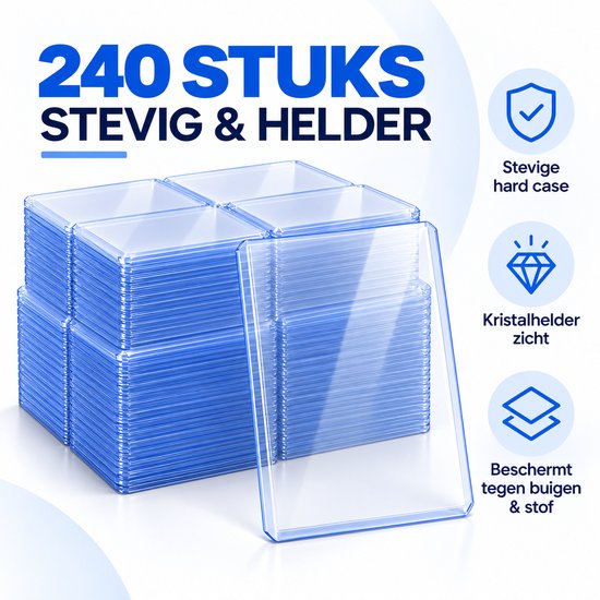 Toploaders Trading Cards – 240 Stuks – Transparante Hardcase Kaarthouders – 7,5 x 10,3 cm – Beschermhoes voor Verzamelkaarten, TCG & Sportkaarten