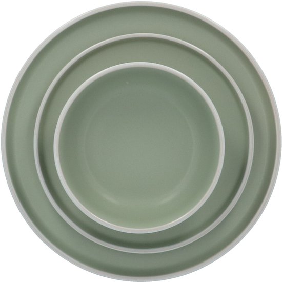 6 persoons Servies 18 delig Nordic style Keramiek - groen/wit
