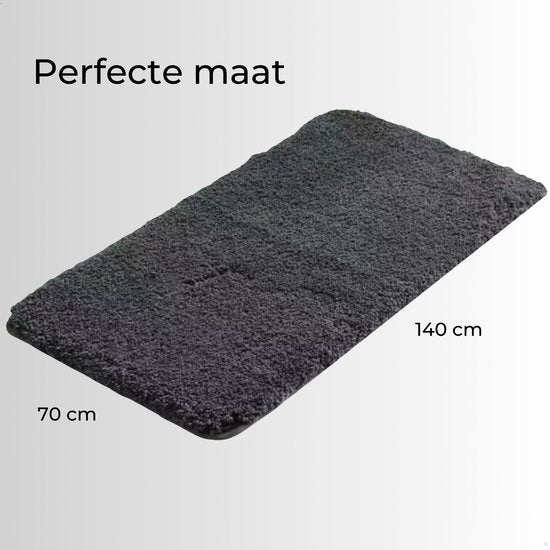 AKSA Home® Badmat 70x140 cm - Grote douchemat antislip - Badmat antislip - Badkamermat - Vloerkleed - Donkergrijs