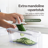 Mandoline Groentesnijder Set met Opvangbak – Groentehakker – Blokjessnijder – Julienne Snijder – Uiensnijder – RVS Messen – Groente Chopper met 8 Snijbladen – Keukensnijder