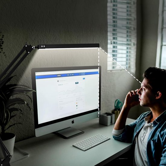 Pro LED Bureaulamp met Klem - Dimbaar - 3 Lichtstanden & 10 Helderheidsniveaus - Verstelbaar & Inklapbaar - Tafellamp voor Bureau