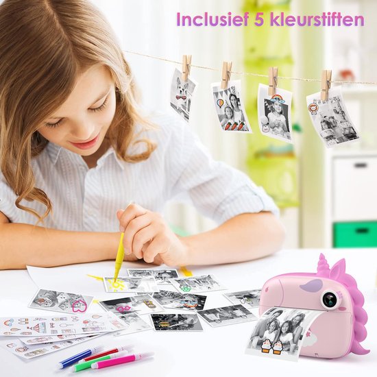 Vesfy Kindercamera met printer - 1080P HD - 32GB - USB Oplaadbaar - 3 tot 14 jaar