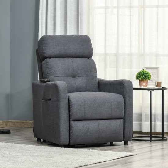 Elektrische Relax fauteuil met opstahulp en ligfunctie - Grijs