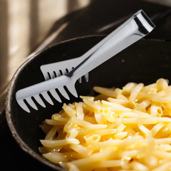 Pastatang - Spaghetti tang - Opschep tang voor de pasta - Keukentang - Pasta Tongs - RVS - 20,5 x 8,5 x 3,5 cm - Vleestang - Serveertang - Spaghettitang