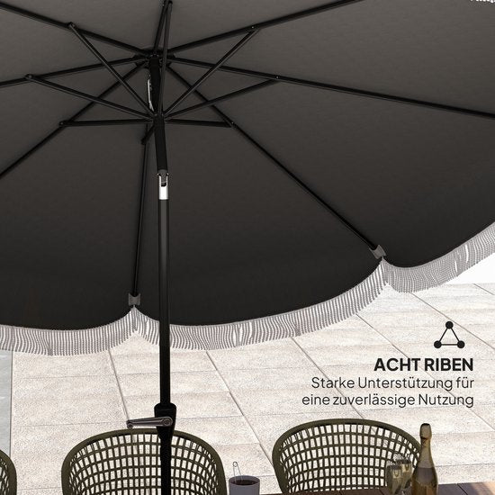 Kantelbare Parasol met Volant 269 cm doorsnede - Donkergrijs