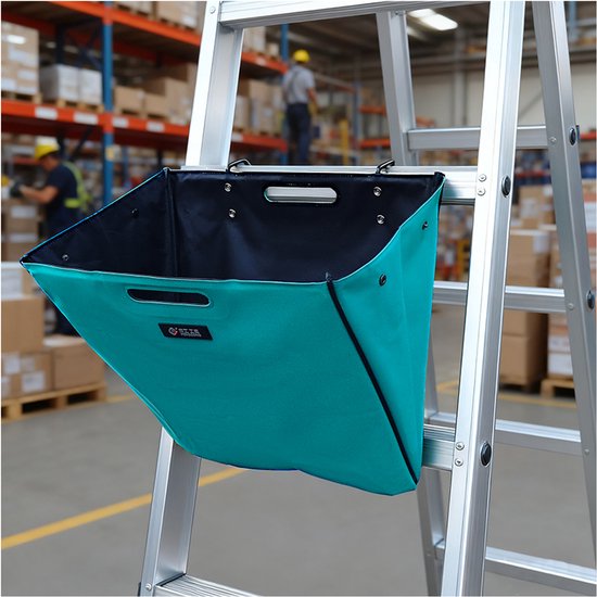 Ladder Gereedschapstas – Opvouwbare Ladder Tool Bag met Haken – Extra Sterk 600D Oxford – Gereedschap Organizer voor Ladder – Lichtblauw
