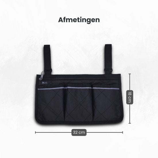 Rolstoeltas - Zwart - Armleuning Rolstoeltas - Waterafstotende Opbergtas voor Rolstoel - Rolstoel Organizer