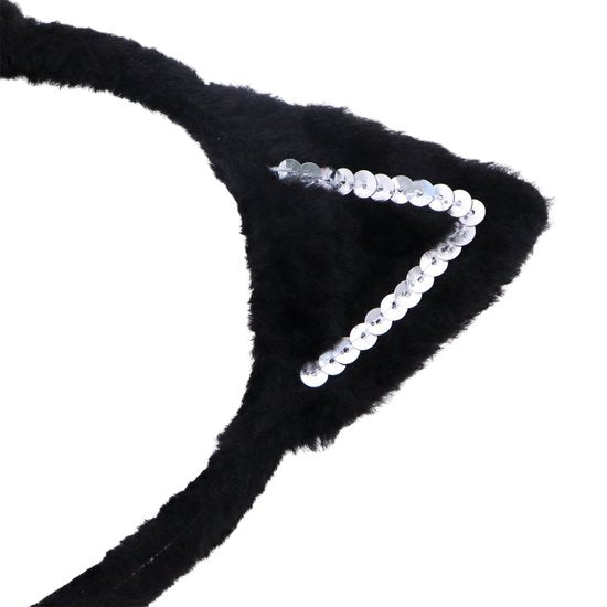 Joya Kids® Kat Zwart Verkleed Accessoires | Verkleedset Katten | Meisjes en Jongens Verkleedpak Kitten | Carnaval en Halloween Outfit kinderen | Haarband met Oren, Staart, Pootjes en Strik | Zwart