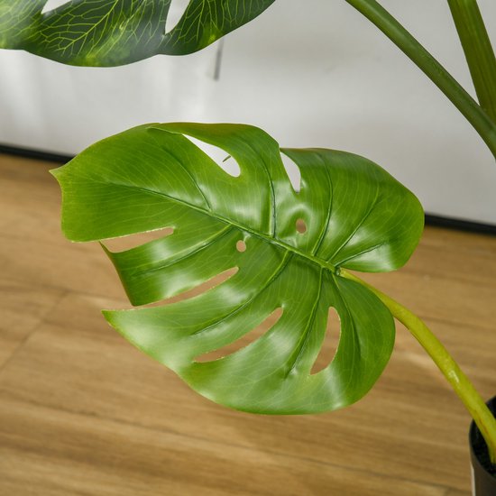Kunstplant Monstera 110cm - 11 Bladeren en zwarte Pot