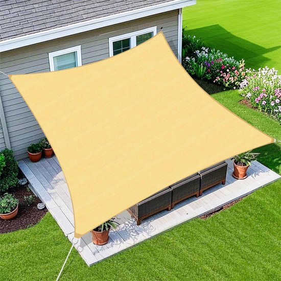 Schaduwdoek Waterafstotend – Vierkant 2x3m – UV-bescherming & Windbestendig – Ademend HDPE Zonnezeil – Tuin, Terras, Balkon, Zwembad – Beige