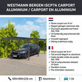 Westmann Aluminium carport met rond dak model Bergen - Antraciet - 505x300x220cm