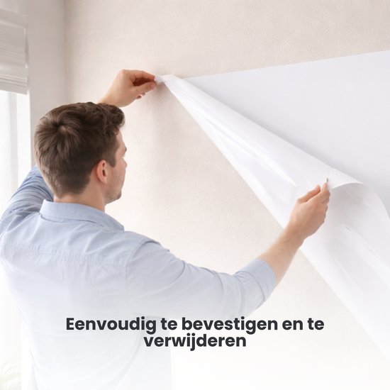 FLOKOO Whiteboard Sticker XL Zelfklevend (200 x 45 cm) met 4 Stiften met Wisser - Whiteboard Folie - Beschrijfbare Muursticker - Whiteboardsticker - Whiteboardfolie - Schoolbord Folie - Memobord Folie