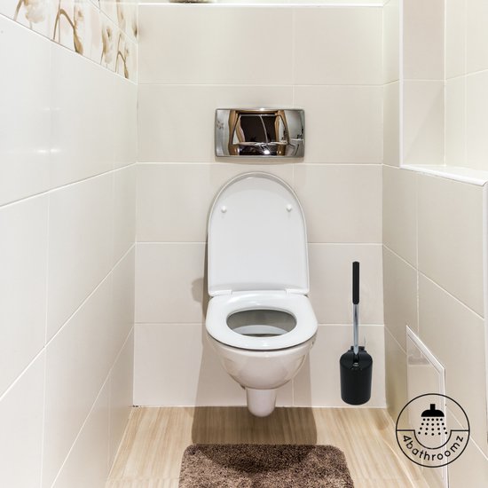 4bathroomz® Dichte Toiletborstel met Wandhouder - Automatische Zwarte Wc borstel