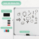 Magnetisch Whiteboard Verrijdbaar 120x90 cm - Kantelbaar - toebehoren