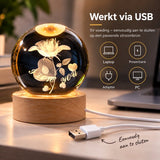 DMG Supply 3D Kristallen Bol Lamp - USB Oplaadbaar - LED Lamp - Nachtlamp - Tafellamp - Bureaulamp