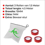 24ME® 4.5 Meter Dubbelzijdig Montagetape - Incl. Bewaar Etui - Sterke Hechting - Transparant - Nano tape