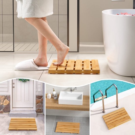 Badmat - Bamboe - Douchemat antislip - Voor in douche of bad - Houten - Douchemat - Badkamer mat - Saunamat