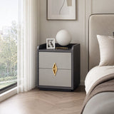 Modern nachtkastje met lade – Luxe nachtkast zwart-grijs – Nachtkastje 53 cm – Stijlvolle nachttafel voor slaapkamer
