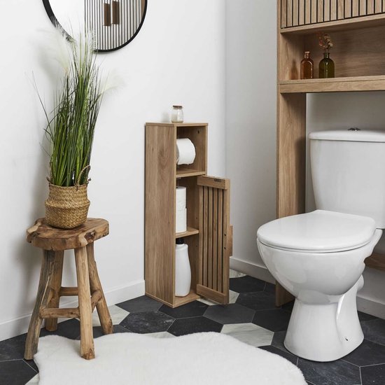 Toiletrolhouder met Reserverolhouder Klaus wc kastje staand Hout