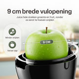 Chefino Slowjuicer – Koude Pers Sapcentrifuge – Extra Brede Vultrechter 9 cm – Stille High-Torque Motor – Dubbel Filtersysteem – Hoog Saprendement – Makkelijk te Reinigen